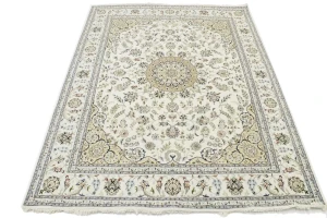 Cream Floral 8X10 Indo-Nain Oriental Rug