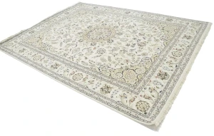 Cream Floral 8X10 Indo-Nain Oriental Rug