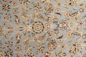 Light Blue Floral 4X6 Indo-Nain Oriental Rug