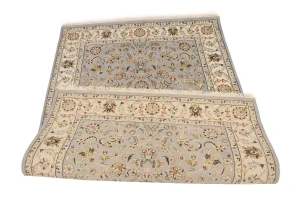 Light Blue Floral 4X6 Indo-Nain Oriental Rug