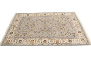 Light Blue Floral 4X6 Indo-Nain Oriental Rug