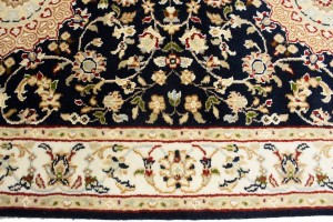 Dark Navy Floral 3X10 Indo-Nain Oriental Runner Rug