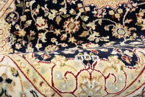 Dark Navy Floral 3X10 Indo-Nain Oriental Runner Rug