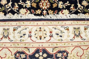Dark Navy Floral 3X10 Indo-Nain Oriental Runner Rug