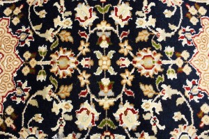 Dark Navy Floral 3X10 Indo-Nain Oriental Runner Rug