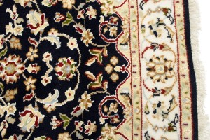 Dark Navy Floral 3X10 Indo-Nain Oriental Runner Rug