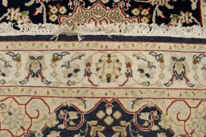 Dark Navy Floral 3X12 Indo-Nain Oriental Runner Rug