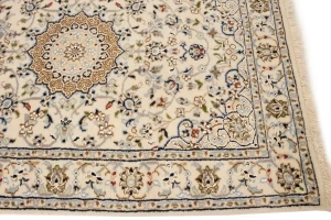 Cream Floral 3X12 Indo-Nain Oriental Runner Rug
