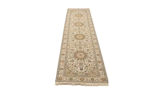 Cream Floral 3X11 Indo-Nain Oriental Runner Rug