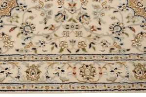 Cream Floral 3X11 Indo-Nain Oriental Runner Rug