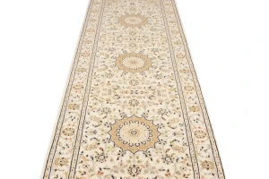 Cream Floral 3X11 Indo-Nain Oriental Runner Rug