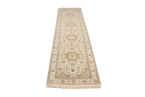 Cream Floral 3X11 Indo-Nain Oriental Runner Rug