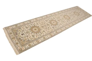 Cream Floral 3X11 Indo-Nain Oriental Runner Rug