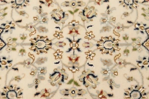 Cream Floral 3X11 Indo-Nain Oriental Runner Rug