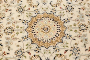 Cream Floral 3X11 Indo-Nain Oriental Runner Rug