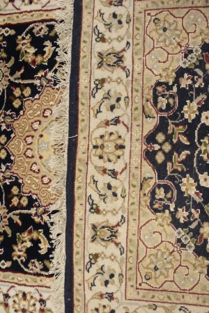 Dark Navy Floral 3X12 Indo-Nain Oriental Runner Rug