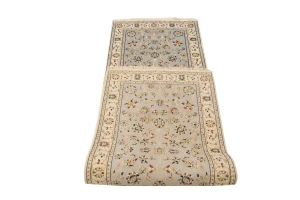 Light Blue-gray Floral 3X8 Indo-Nain Oriental Runner Rug