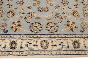 Light Blue-gray Floral 3X8 Indo-Nain Oriental Runner Rug