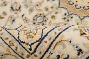 Cream Floral 3X18 Indo-Nain Oriental Runner Rug
