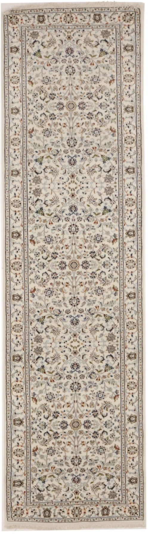 Cream Floral 3X10 Indo-Nain Oriental Runner Rug