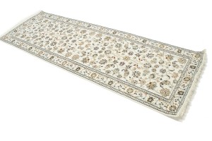 Cream Floral 3X8 Indo-Nain Oriental Runner Rug
