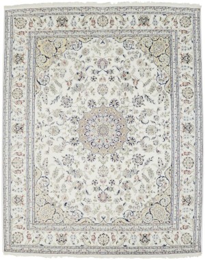 Cream Floral 8X10 Indo-Nain Oriental Rug