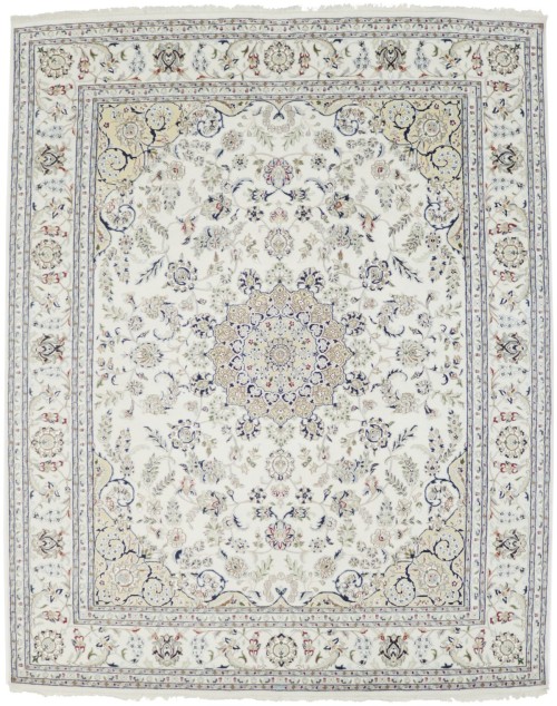 Cream Floral 8X10 Indo-Nain Oriental Rug