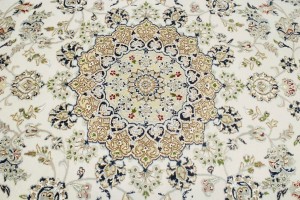 Cream Floral 8X10 Indo-Nain Oriental Rug
