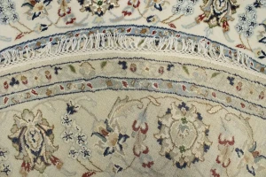 Cream Floral 6X6 Indo-Nain Oriental Round Rug
