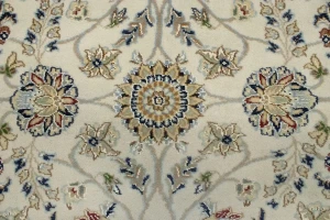 Cream Floral 6X6 Indo-Nain Oriental Round Rug