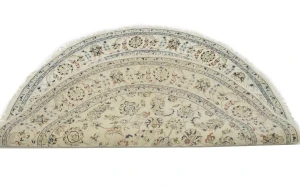 Cream Floral 6X6 Indo-Nain Oriental Round Rug