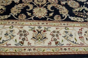 Dark Navy Floral 6X9 Indo-Nain Oriental Rug