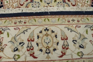 Dark Navy Floral 6X9 Indo-Nain Oriental Rug