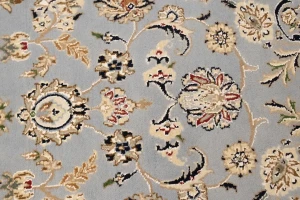 Light Blue Floral 6'3X9'7 Indo-Nain Oriental Rug