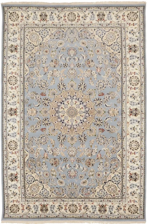 Light Blue Floral 6X9 Indo-Nain Oriental Rug