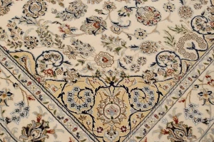 Cream Floral 6X9 Indo-Nain Oriental Rug