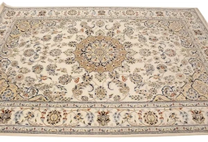 Cream Floral 6X9 Indo-Nain Oriental Rug