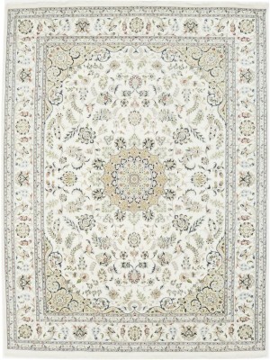 Cream Floral 9X12 Indo-Nain Oriental Rug