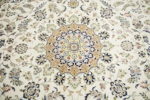 Cream Floral 9X12 Indo-Nain Oriental Rug