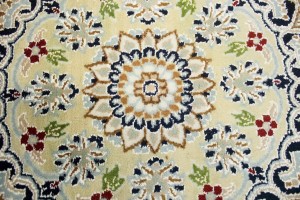 Cream Floral 9X12 Indo-Nain Oriental Rug