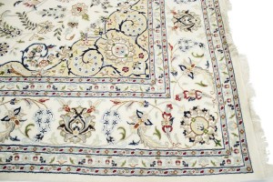 Cream Floral 9X12 Indo-Nain Oriental Rug