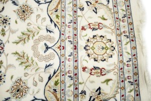 Cream Floral 9X12 Indo-Nain Oriental Rug