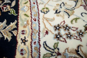Dark Navy Floral 7X7 Indo-Nain Oriental Round Rug