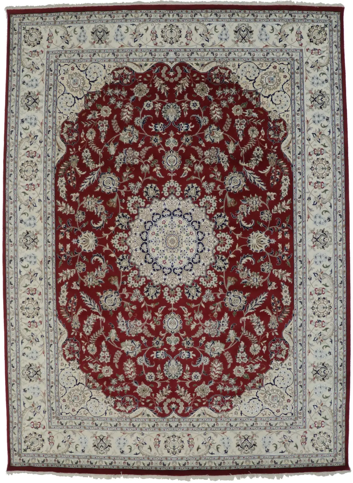 Red Floral 9X12 Indo-Nain Oriental Rug