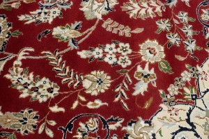 Red Floral 9X12 Indo-Nain Oriental Rug