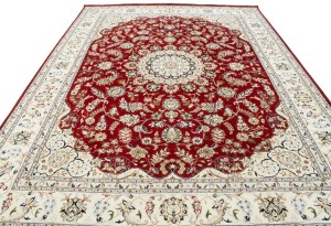 Red Floral 9X12 Indo-Nain Oriental Rug