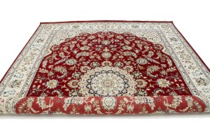 Red Floral 9X12 Indo-Nain Oriental Rug