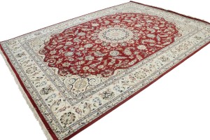 Red Floral 9X12 Indo-Nain Oriental Rug