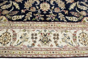 Dark Navy Floral 8X10 Indo-Nain Oriental Rug