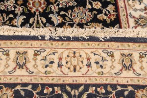 Dark Navy Floral 3X12 Indo-Nain Oriental Runner Rug
